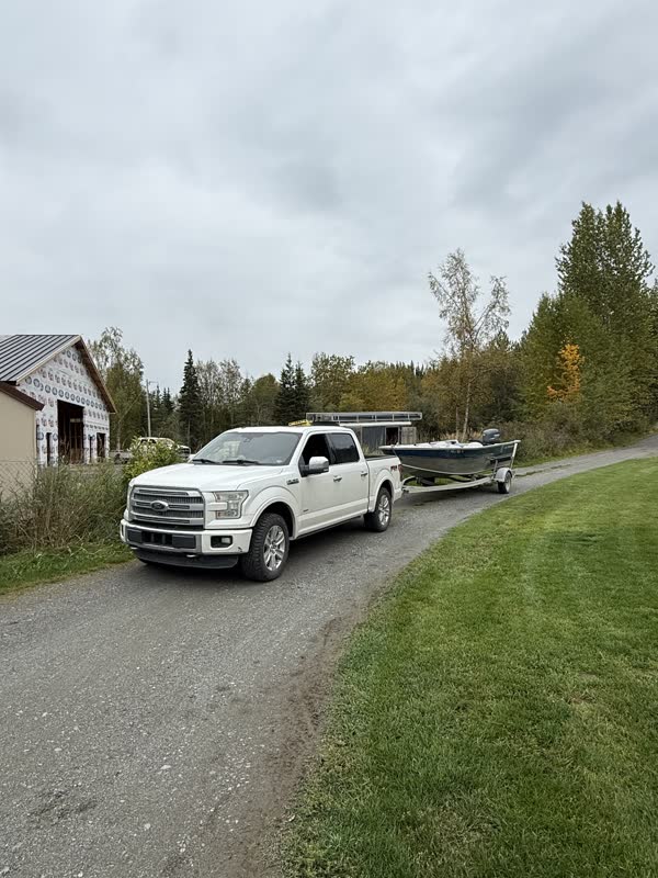 Truck and drift boat ready to launch on the Kenai